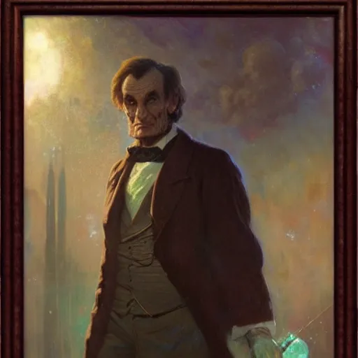 Prompt: abraham lincoln as doctor who, radiant light, caustics, heroic, bright iridescent light, by gaston bussiere, bayard wu, greg rutkowski, maxim verehin