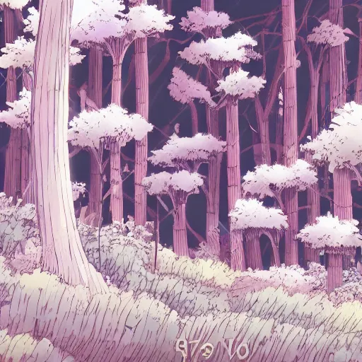 Image similar to a forest clearing with lush flora in the style of studio ghibli, anime