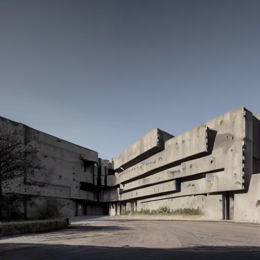 Image similar to a giant brutalist palace built in brutalism architecture, diverse unique building geometry full of shapes and corners, photography