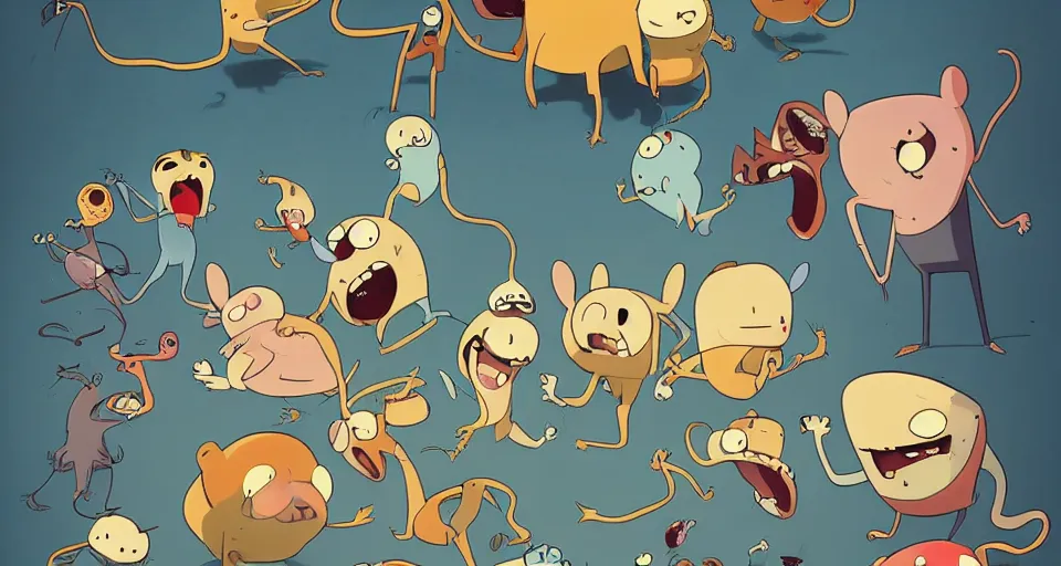 Prompt: cartoon dead mice, in the style of adventure time, the amazing world of gumball, pixar, toki doki, greg rutkowski and makoto shinkai, trending on artstation