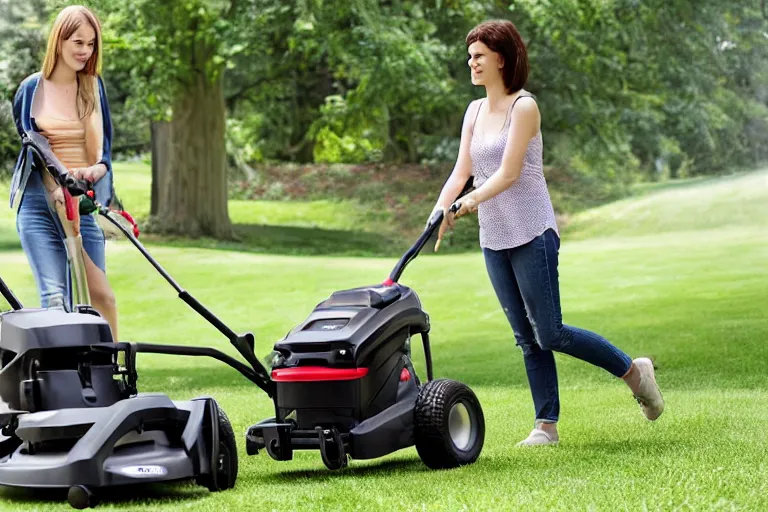 Image similar to baby stroller with a lawn mower attachment