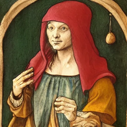 Image similar to a sketch of a renaissance tarot reader in the style of Leonardo DaVinci