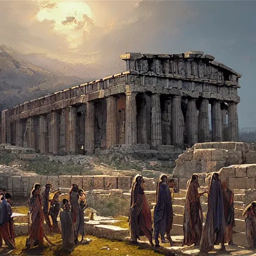 Image similar to Ancient Greek Polis in ancient times by Greg Rutkowski