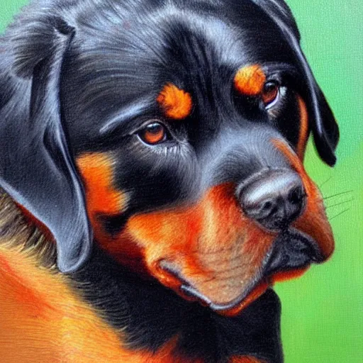 Image similar to rottweiler portrait rococo oil painting