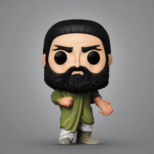 Image similar to funko pop of osama bin laden, product shot, macro, hyper realistic, octane render, unreal engine, 4 k, 8 k