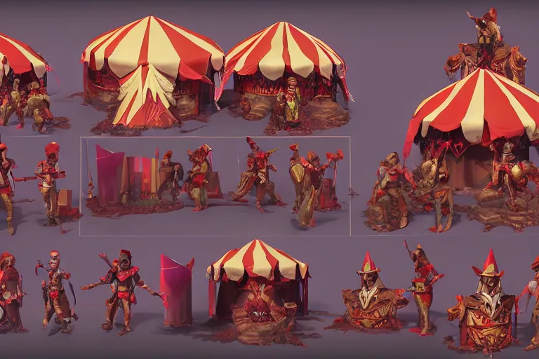 Image similar to 3d sculpt of a huge evil circus tent, artstaton, League of Legends, red dead redemption2, overwatch, digital illustration