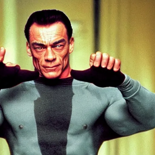 Image similar to jean-claude van Damme saluting