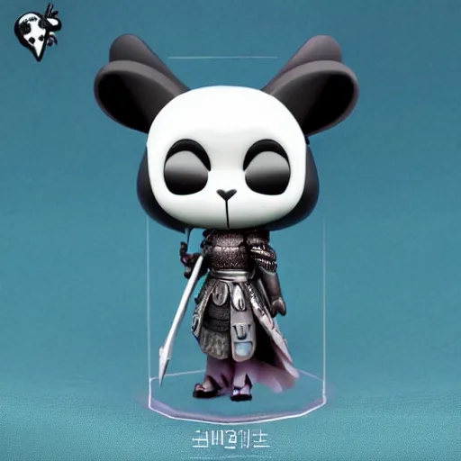 Image similar to girl with medieval armor sad pop mart skullpanda city of night series figurine toy design