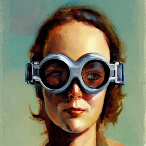 Prompt: portrait of a woman with goggles, by jon foster