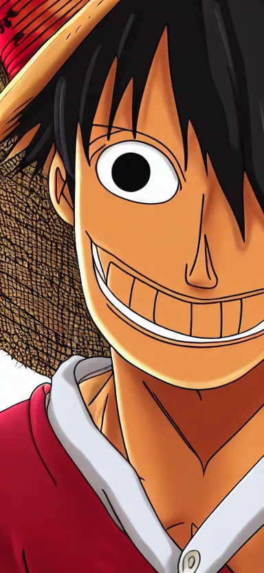 Image similar to “ a portrait photo of luffy, side shot, by professional photographer, 8 k resolution, high quality ”