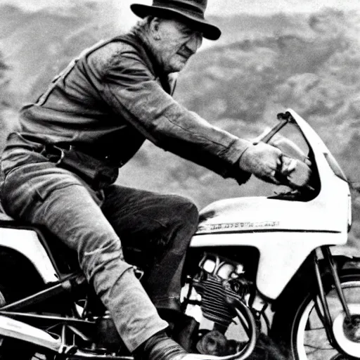 Image similar to gene hackman driving a motorbike