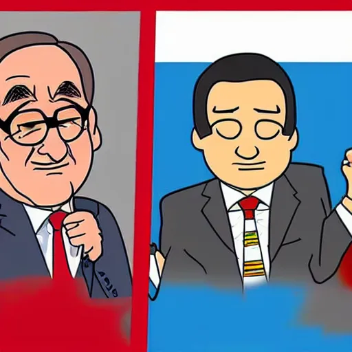 Prompt: florentino perez as president of spain together with shin chan