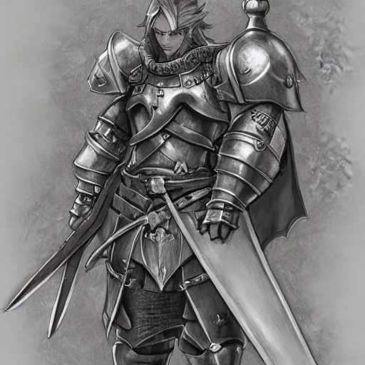 Image similar to heroic portrait of a beaver, holy crusader medieval knight, final fantasy tactics character design, character art, pencil sketch, highly detailed, Akihiko Yoshida