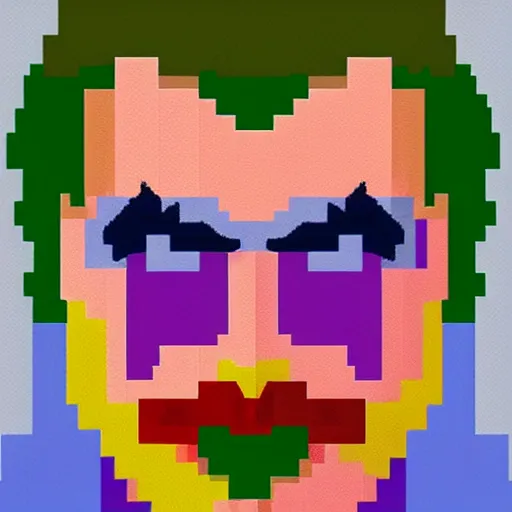 Image similar to Pixel art of Willem Dafoe as the Joker