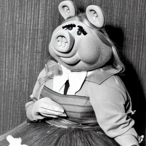 Image similar to old photo of Miss Piggy during the Great Depression