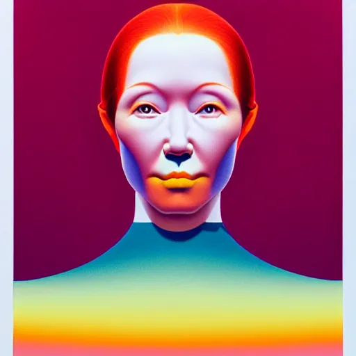 Prompt: redhead woman by shusei nagaoka, kaws, david rudnick, airbrush on canvas, pastell colours, cell shaded, 8 k