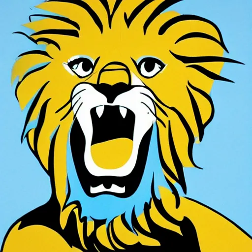 Image similar to A lion roaring, pop art