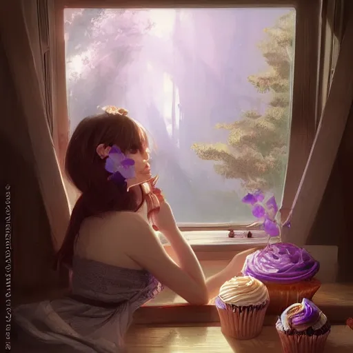 Image similar to awoke to the violet crunch of wood, radiator, sweet smells of gerbils and cupcakes, by wlop, artgerm, greg rutkowski