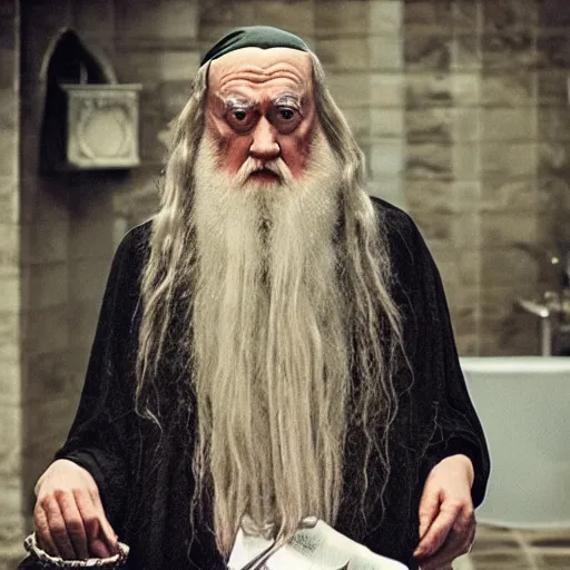 Image similar to Dumbledore on the dunny with a durry