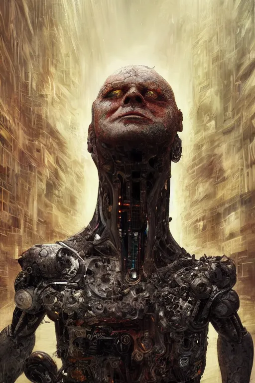 Image similar to the wrath of the seven deadly sins as an i robot angry and screaming, semi torso portrait, intricate, elegant, volumetric lighting, scenery, digital painting, highly detailed, artstation, sharp focus, illustration, concept art, luis rollo, ruan jia, steve mccurry, john berkey