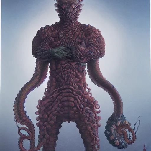 Prompt: full body portrait of a tentacle warrior, by wayne barlowe