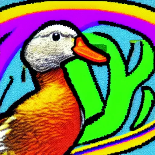 Image similar to A picture of a duck, ZX Spectrum graphics style