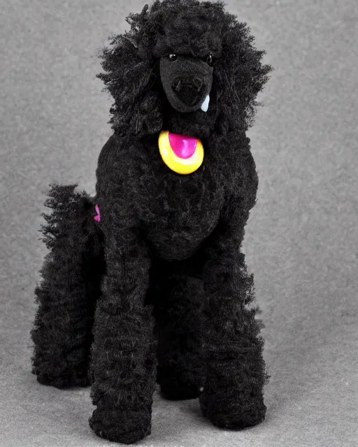 Prompt: a black poodle dog as a muppet. highly detailed felt. hyper real photo. 4 k.