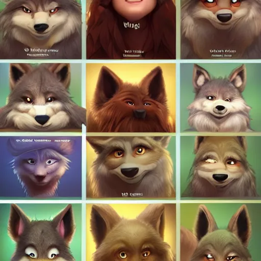 Image similar to portrait character design a cute fluffy wolf girl, style of maple story and zootopia, portrait studio lighting by jessica rossier and brian froud and gaston bussiere