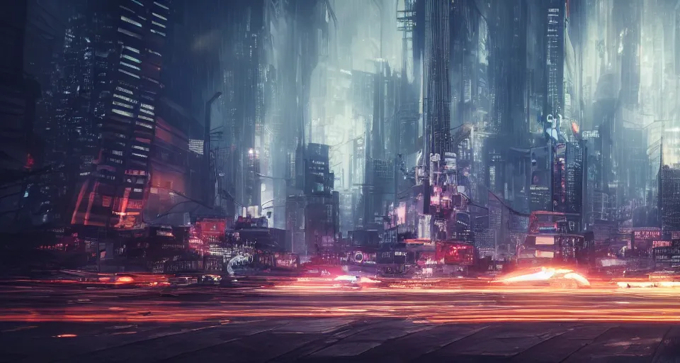 Image similar to An epic, distopian cityscape painting in the style of bladerunner with the German minister Christian Lindner. An automobile lobbyist is talking to him in secret, unreal 5, DAZ, hyperrealistic, octane render, volumetric clouds, dynamic lighting