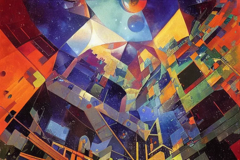 Image similar to 2001: A Space Odyssey. Subject is coherent, geometric shapes in a variety of colors by Patrick Woodroffe, by Malcolm Liepke dynamic, artificial