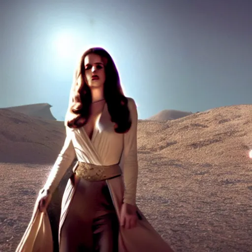 Image similar to lana del rey in'star wars ', cinematic scene, cinematic lighting, 1 4 mm