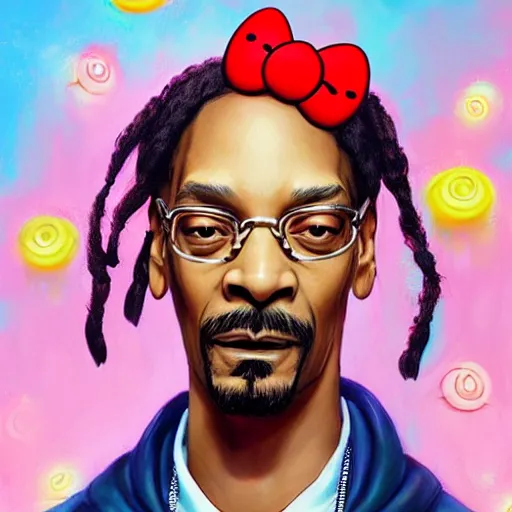 Image similar to Snoop Dog as a Hello Kitty, by Stanley Artgerm Lau, WLOP, Rossdraws, James Jean, Andrei Riabovitchev, Marc Simonetti, Yoshitaka Amano, ArtStation, CGSociety,