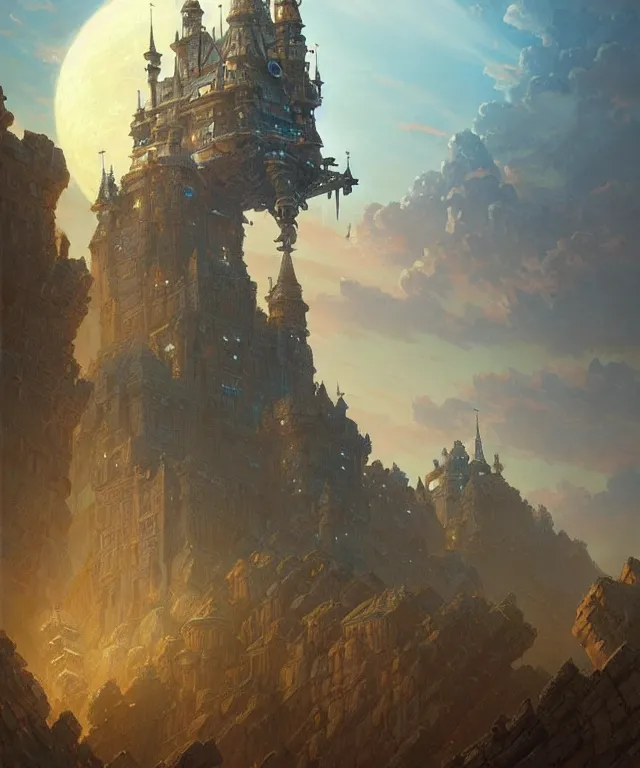 Image similar to laputa castle in the sky robot, fantasy, intricate, elegant, highly detailed, digital painting, artstation, concept art, smooth, sharp focus, illustration, art by artgerm and greg rutkowski and alphonse mucha