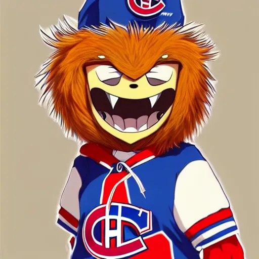 Image similar to anime Portrait of Youppi the Habs Montreal Canadiens Mascot as a very cute powerful and friendly pokemon, highly detailed anime, high evolution, 1990s, legendary, smooth, sharp focus, dynamic lighting, intricate, trending on ArtStation, illustration pokemon, art by WLOP