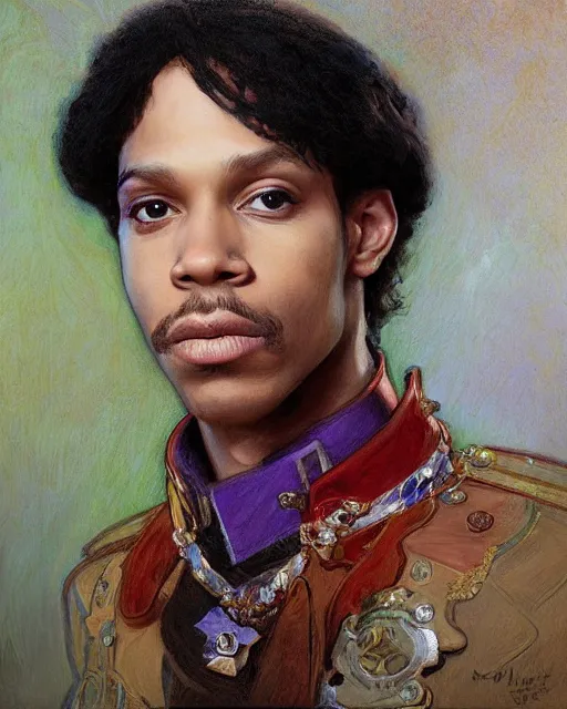 Image similar to portrait of a Prince Rogers Nelson by Mandy Jurgens and Richard Schmid and chuck close and mucha