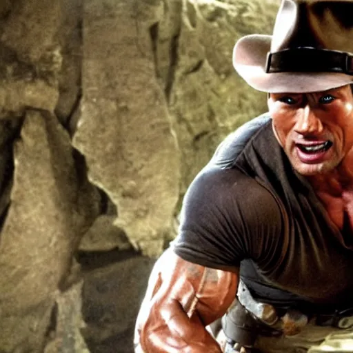 Prompt: dwayne johnson as arnold shwarzenegger in indiana jones