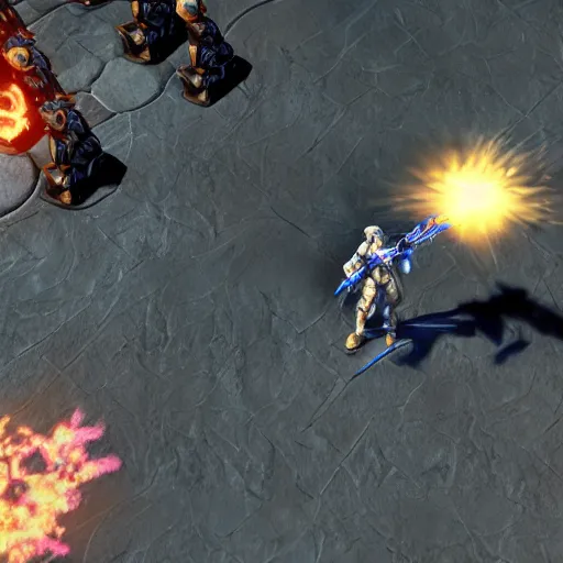 Prompt: Screenshot of 2B in Starcraft 2