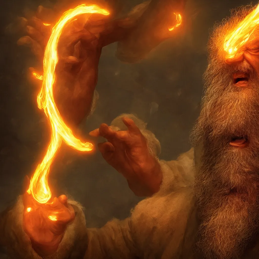 Prompt: Photorealistic cinematic close-up portrait of one angry dwarf wizard casting a fireball spell, by Larry Elmore and Steven Belledin . Magical occult photorealism, UHD, amazing depth, glowing, golden ratio, 3D octane cycle unreal engine 5, volumetric lighting, cinematic lighting, cgstation artstation concept art