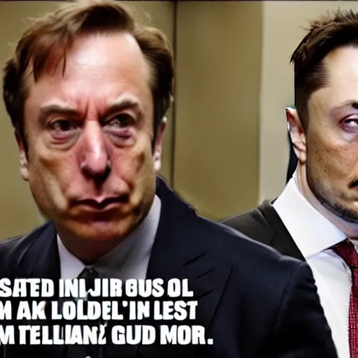 Image similar to Saul Goodman in court with Elon Musk