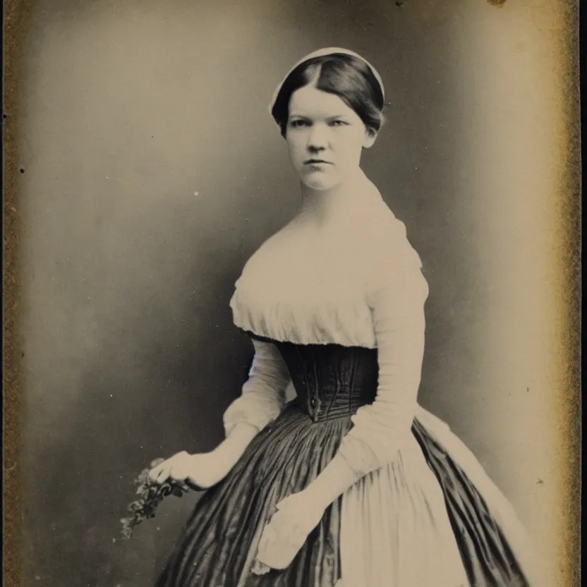 Image similar to amy bruni looking beautiful 1 8 0 0 s vintage photo, candid photo, 8 k,