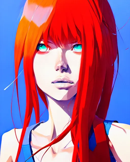 Image similar to a ultradetailed portrait painting of a asuka langley, by conrad roset, greg rutkowski and makoto shinkai trending on artstation