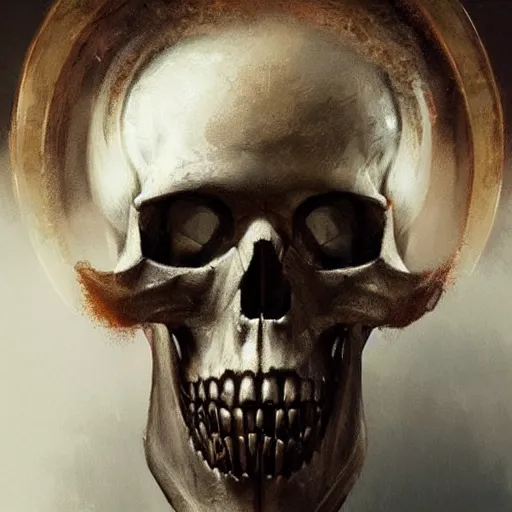 Prompt: a beautiful artwork portrait of a viking skull by greg rutkowski , featured on artstation