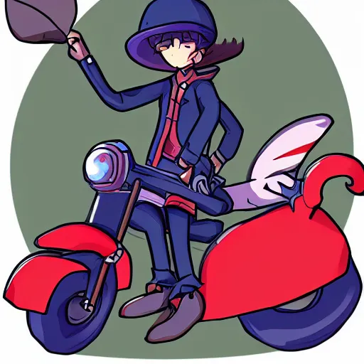 Image similar to niko oneshot riding motorcycle, digital art #OneshotGame