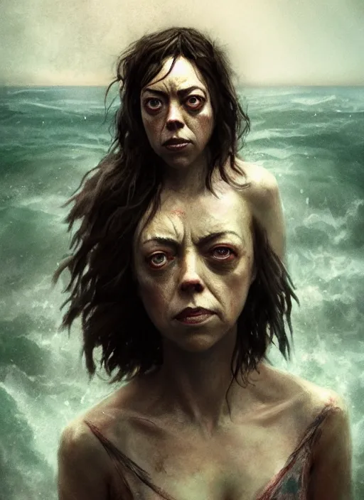 Image similar to aubrey plaza as a sea hag, concept art by james gurney and greg rutkowski, dramatic lighting, ultra hd, hdr, 8 k