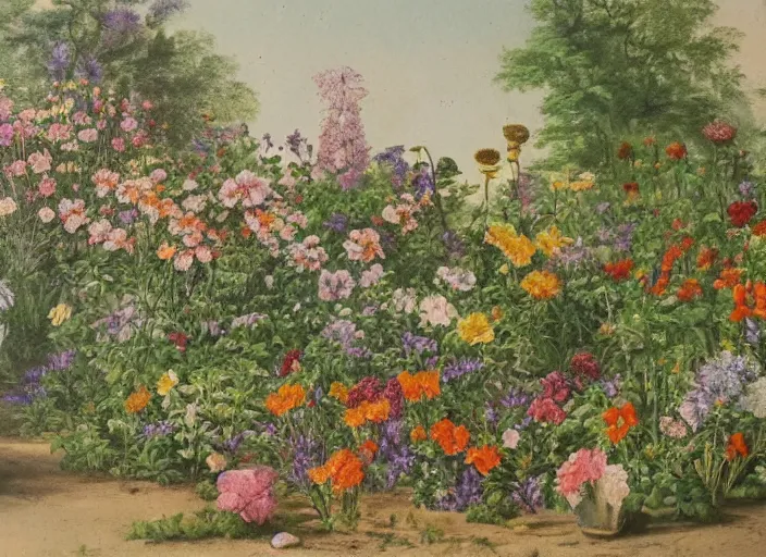 Image similar to a painting of flowers in a garden by sanso, detailed