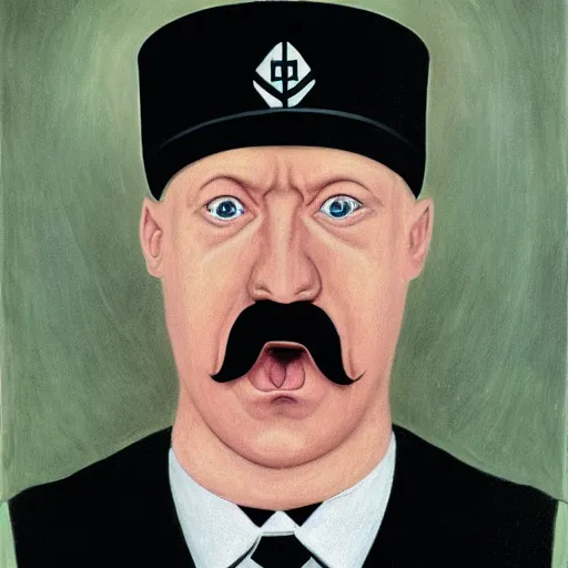 Image similar to portrait of surprised hitler, 8 k