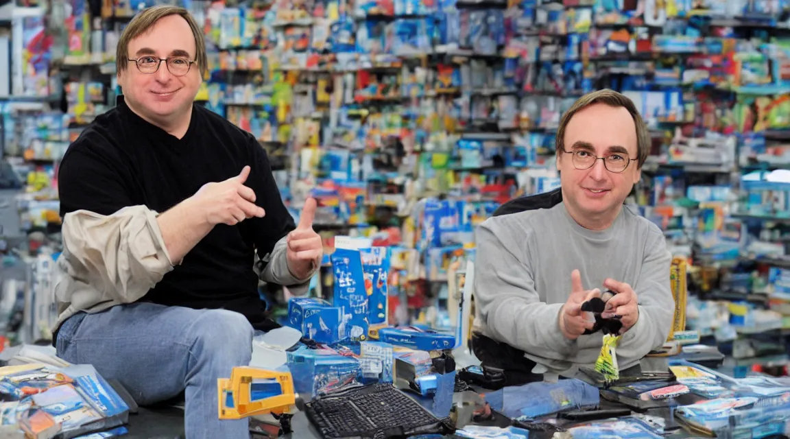 Image similar to vinil action figure of Linus Torvalds, product photo