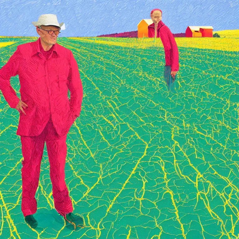 Prompt: dreaming from a new economy and a new financial system for high precision farming, painted by David Hockney, airbrush