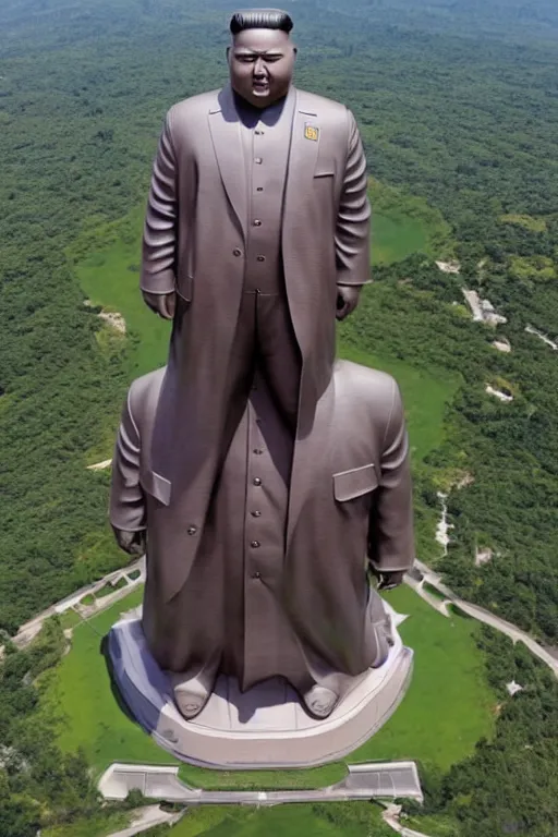 Image similar to a gigantic statue of kim jong un that can be seeing from the orbit, nasa space photography, hubble telescope, symmetry, awesome exposition, very detailed, highly accurate, 8 k