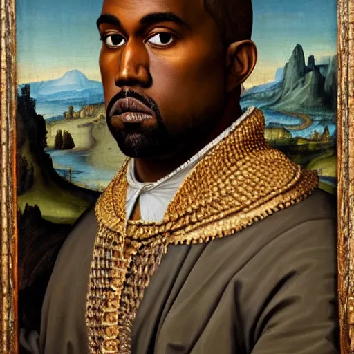 Image similar to A Renaissance portrait painting of Kanye West